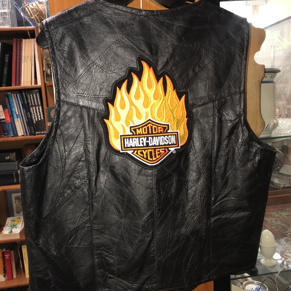 Vintage Genuine Leather American Unique Black Vest XL